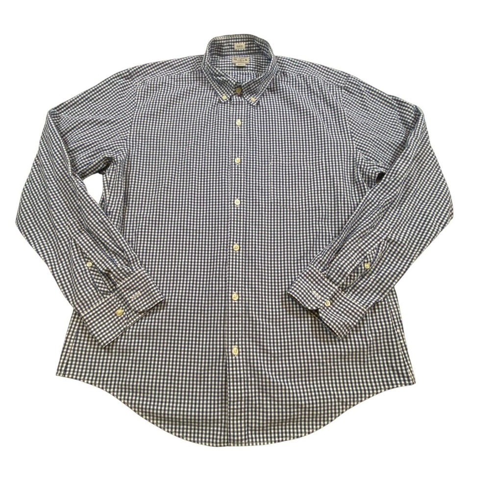 J. Crew Slim Fit‎ Gingham Button Down Shirt Men Size XL Blue White Cotton